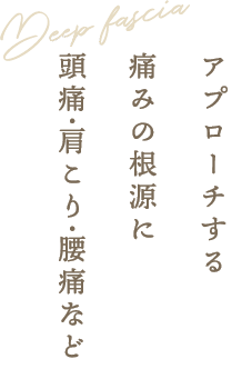頭痛・肩こり・腰痛など痛みの根源にアプローチする